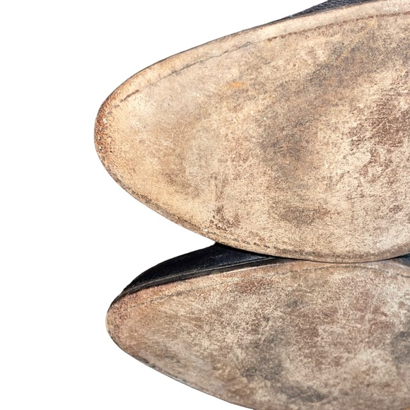 J Chrisholm Men’s Leather Cowboy Boots Black With Stitching Size 12B Made In USA - Picture 13 of 13